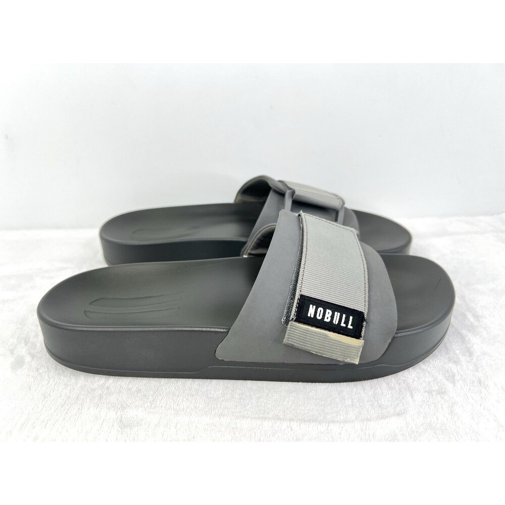 NOBULL Adjustable Strap Sandals Slides Gray Comfort Mens 9 / Womens 10.5